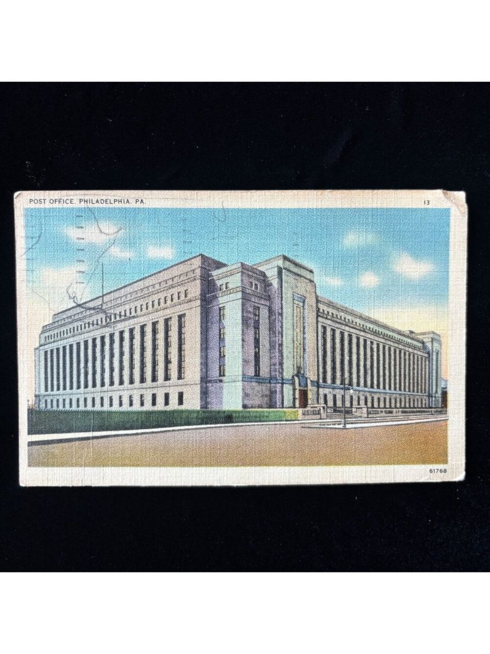 Vintage Postcard 1941 Philadelphia Post Office Defense Bonds Autogiro Roof